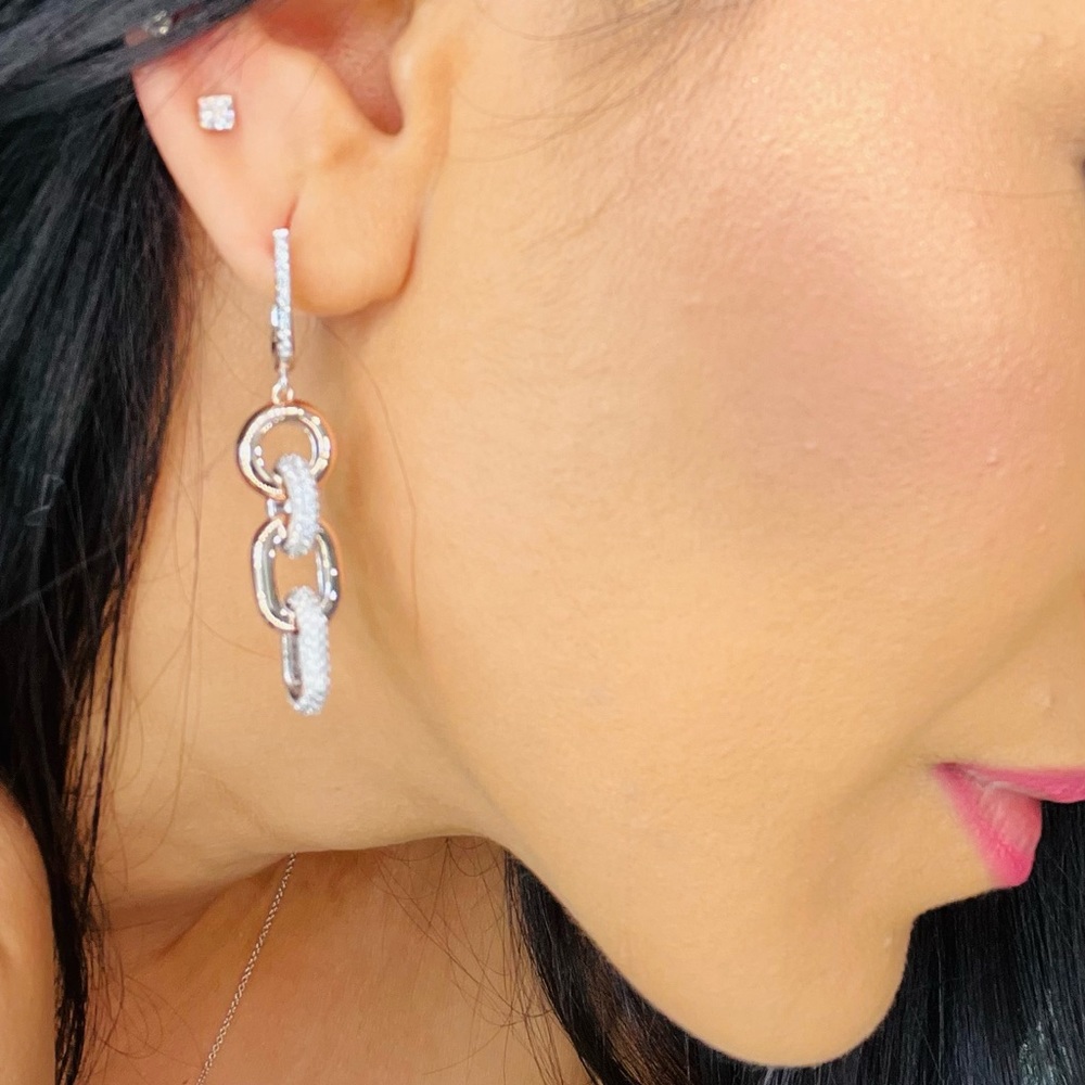 Sterling Silver Aysleen 14k Gold Vermeil in White Zircon Earrings